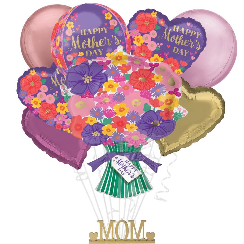 Mother’s Day | Premium Sweet Floral Happy Mother’s Day Foil Balloon Bouquet With Gold Mom Balloon Weight Holidays & Occasions Mother's Day