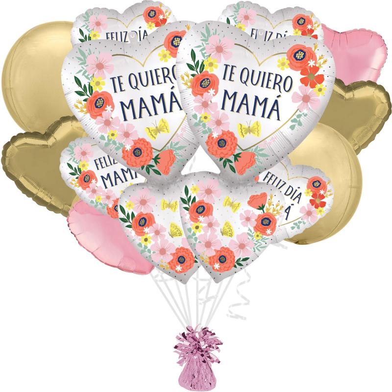 Mother’s Day | Premium Te Quiero MamÁ Bloom Mother’s Day Foil Balloon Bouquet With Balloon Weight, 13Pc Holidays & Occasions Mother's Day