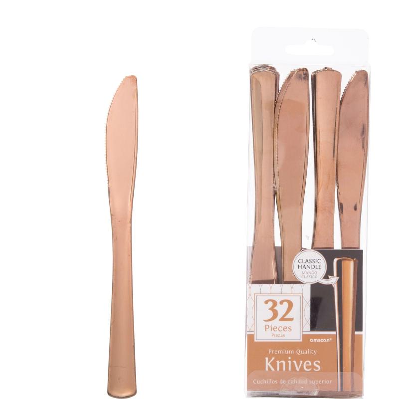 Mother’s Day | Rose Gold Premium Plastic Knives 32Ct Holidays & Occasions Mother's Day