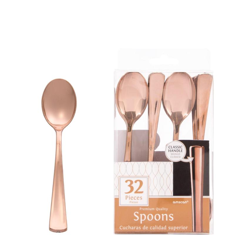 Mother’s Day | Rose Gold Premium Plastic Spoons 32Ct Holidays & Occasions Mother's Day