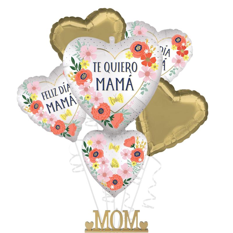 Mother’s Day | Satin Bloom DÍA MamÁ Foil Balloon Bouquet With Gold Mom Balloon Weight Holidays & Occasions Mother's Day