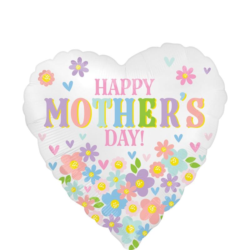 Mother’s Day | Satin Daisy Chain Happy Mother’s Day Heart Foil Balloon, 18In Holidays & Occasions Mother's Day