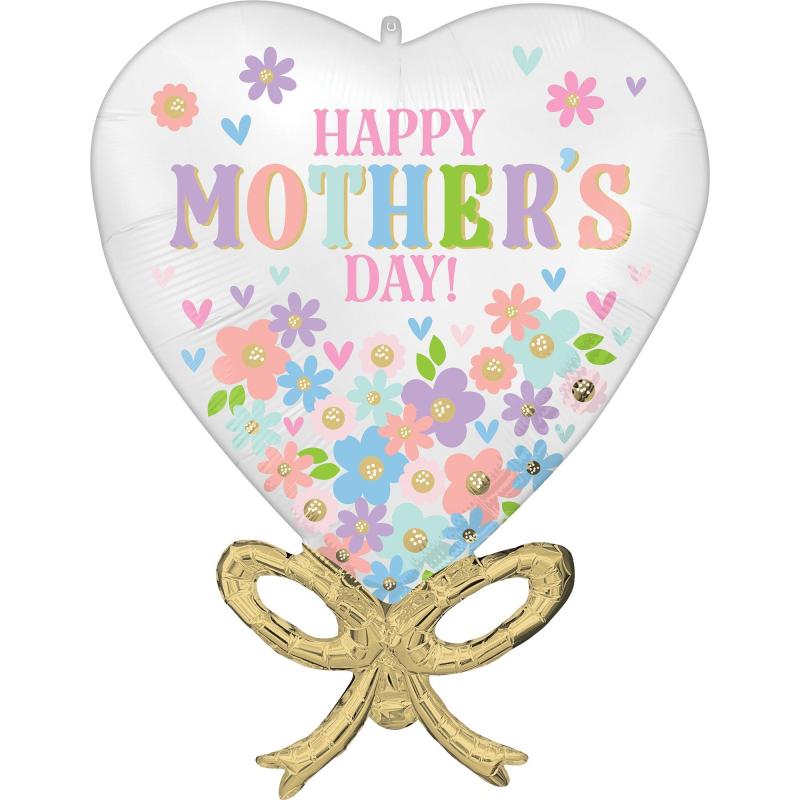 Mother’s Day | Satin Daisy Chain Happy Mother’s Day Heart Foil Balloon, 20In X 28In Holidays & Occasions Mother's Day