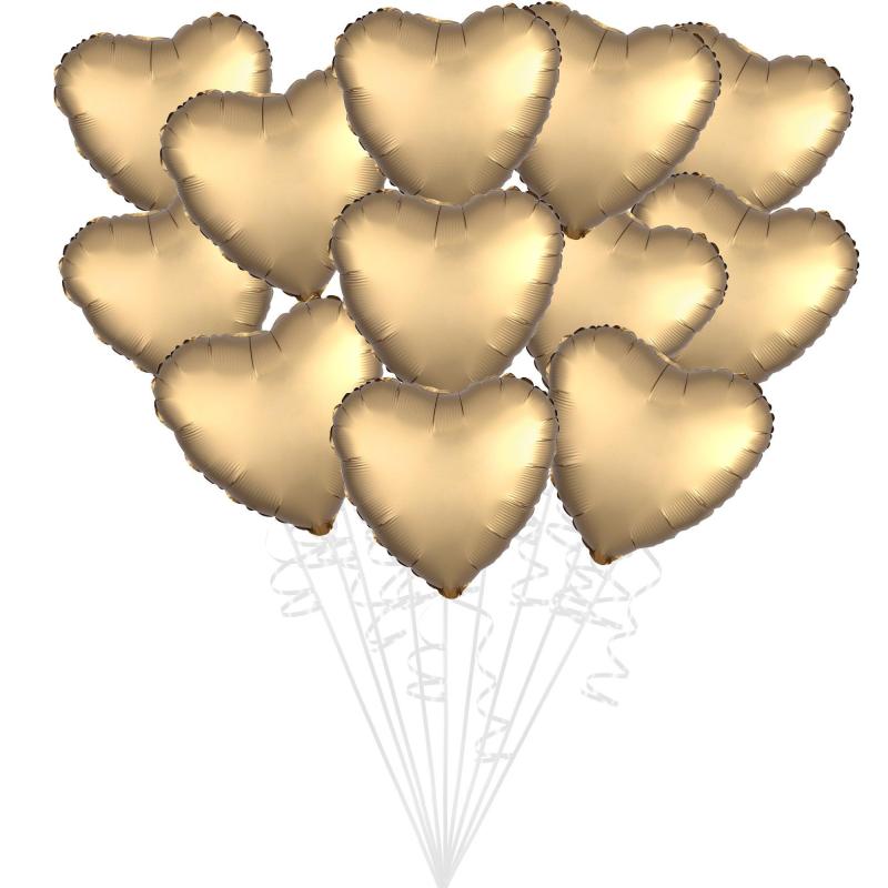 Mother’s Day | Satin Gold Heart Foil Balloon Bouquet, 12Pc Holidays & Occasions Mother's Day