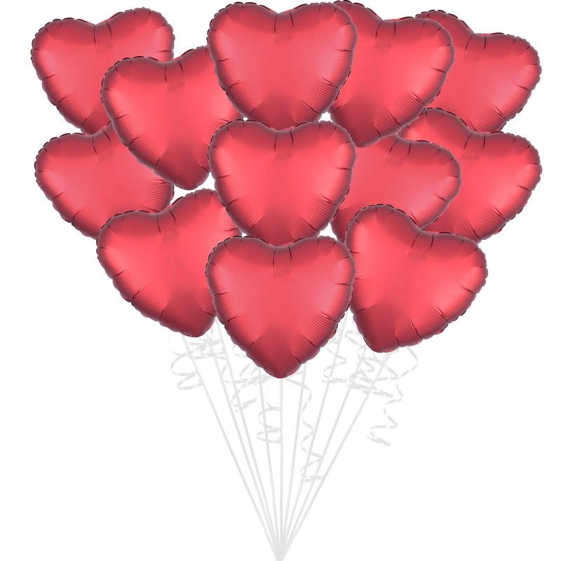 Mother’s Day | Satin Red Heart Foil Balloon Bouquet, 12Pc Holidays & Occasions Mother's Day