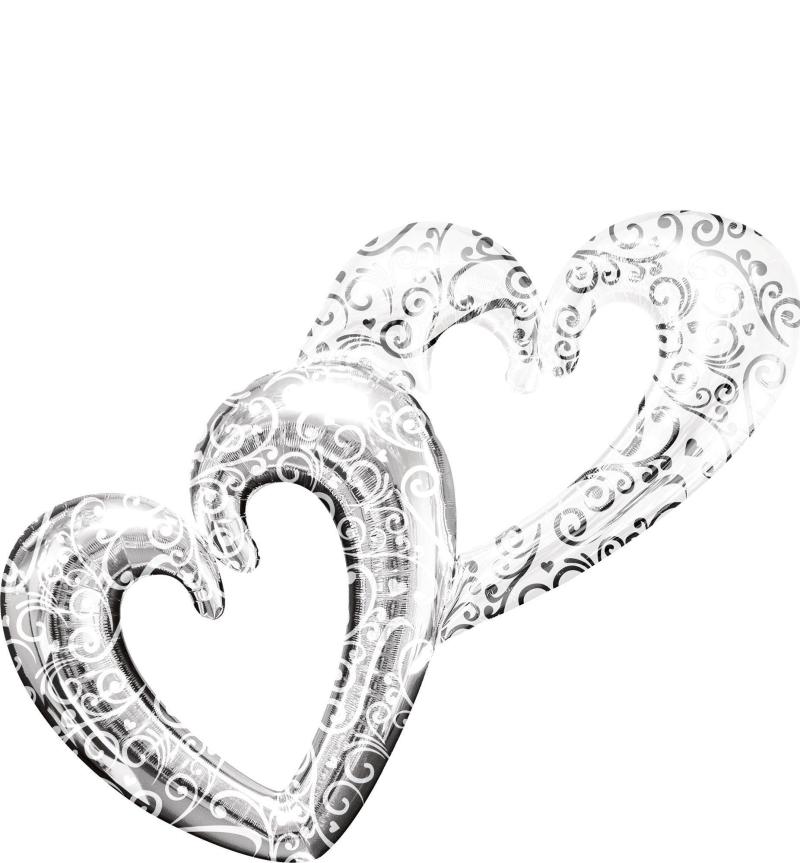 Mother’s Day | Silver Swirl Double Heart Balloon – Giant 53In X 36In Holidays & Occasions Mother's Day