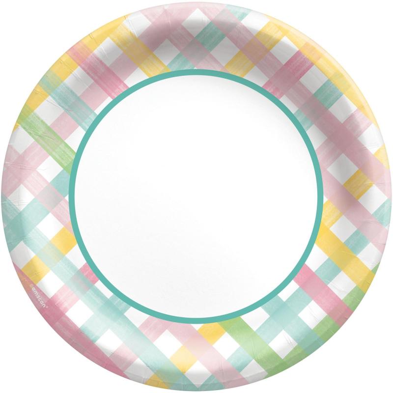 Mother’s Day | Spring Fun Gingham Paper Dinner Plates, 10In, 50Ct Holidays & Occasions Mother's Day