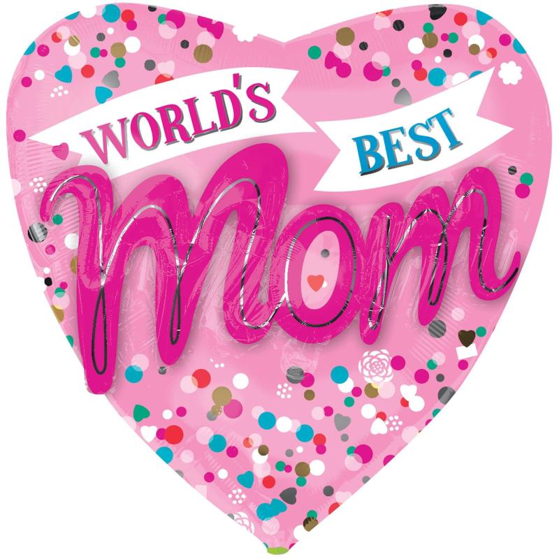 Mother’s Day | World’s Best Mom 3D Heart Foil Balloon, 36In Holidays & Occasions Mother's Day