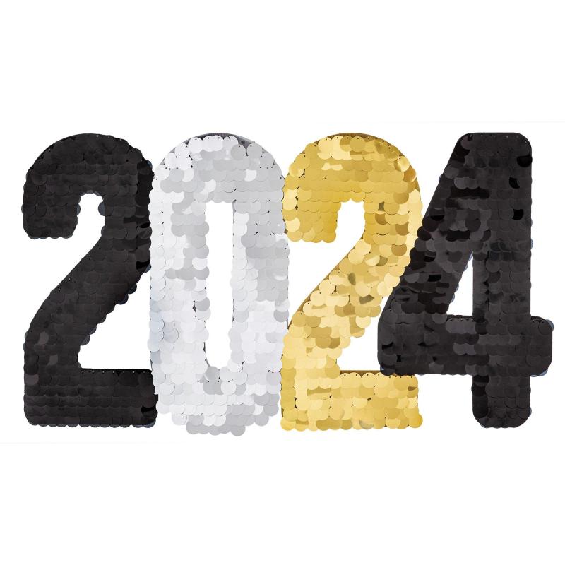 New Year’s Eve | Black, Silver, & Gold Graduation 2024 Sequin Sign, 24In X 14In Holidays & Occasions New Year's Eve