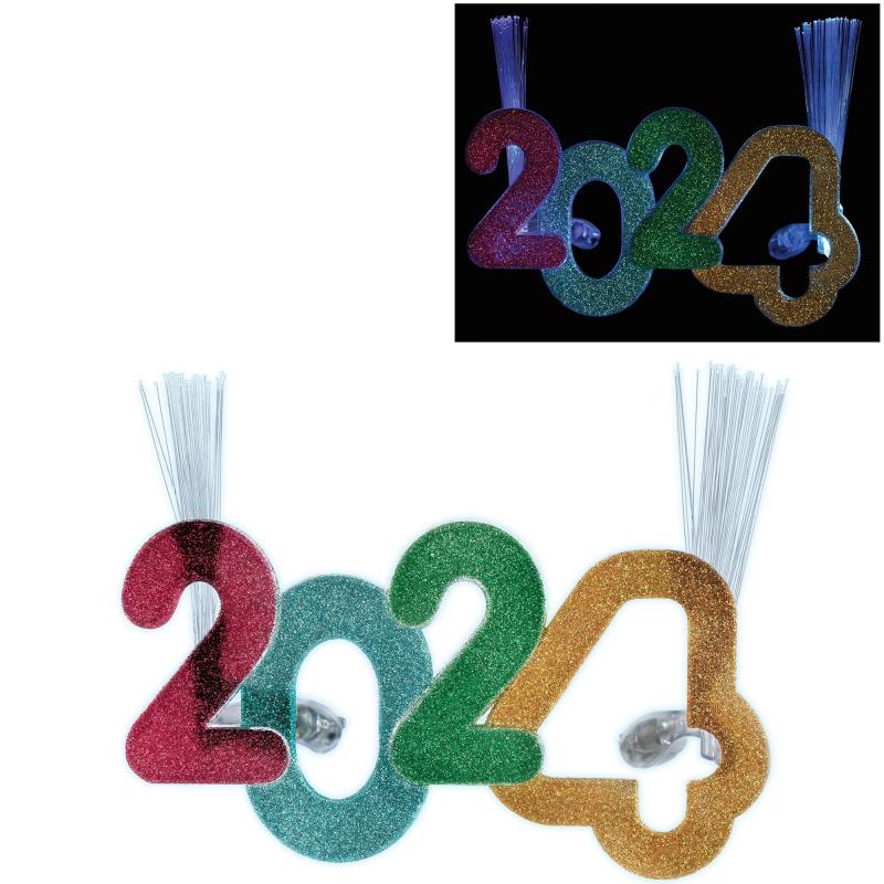 New Year’s Eve | Multicolor Glitter 2024 Light-Up Spray Plastic Glasses Holidays & Occasions New Year's Eve