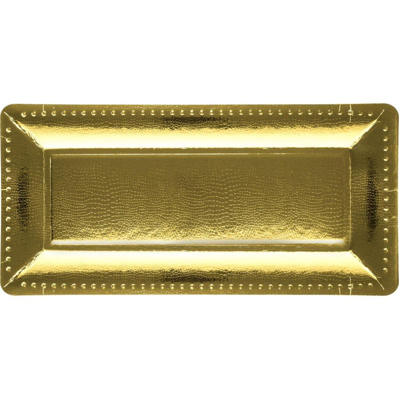 Oktoberfest | Metallic Gold Long Rectangular Paper Platters, 5.5In X 16In, 3Ct Holidays & Occasions Oktoberfest