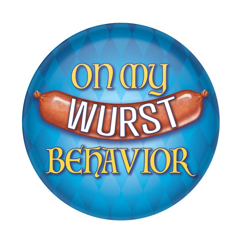 Oktoberfest | On My Wurst Behavior Oktoberfest Metal Button, 2In Holidays & Occasions Oktoberfest