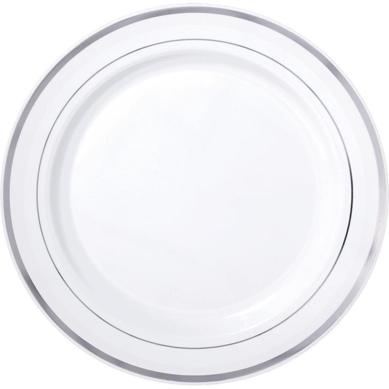 Passover | White With Silver Rim Premium Plastic Dinner Plates, 10.25In, 20Ct Holidays & Occasions Passover