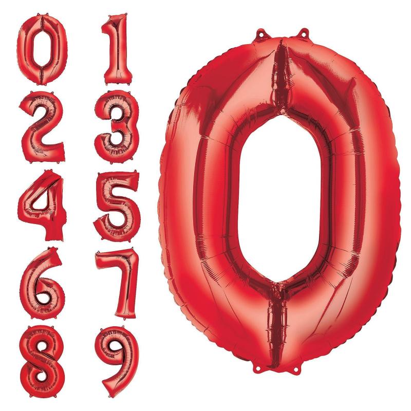 Pride | 34In Red Number Balloon (0) Holidays & Occasions