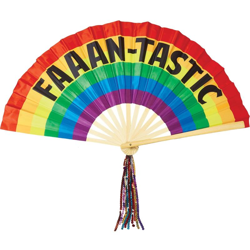 Pride | Fantastic Rainbow Pride Fabric & Wood Fan Deluxe, 25In X 12In Holidays & Occasions