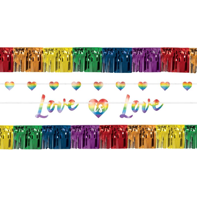 Pride | Love Is Love Rainbow Pride Foil & Cardstock Banners, 4Ct Holidays & Occasions