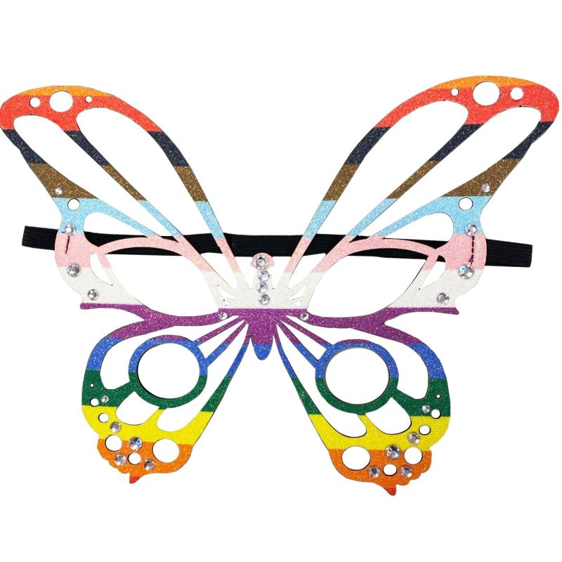 Pride | Progress Pride Butterfly Mask, 5In X 8In Holidays & Occasions