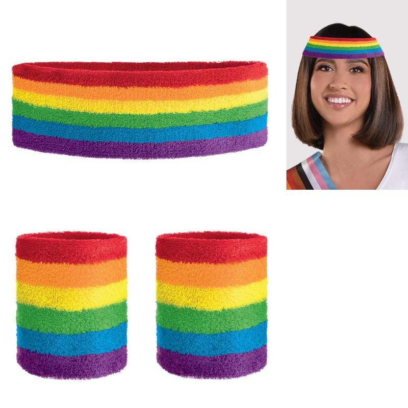 Pride | Rainbow Fabric Headband & Sweatbands, 3Pc Holidays & Occasions