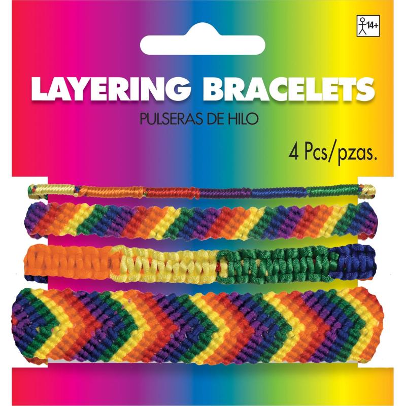 Pride | Rainbow Fabric Layering Friendship Bracelets, 4In, 4Ct Holidays & Occasions