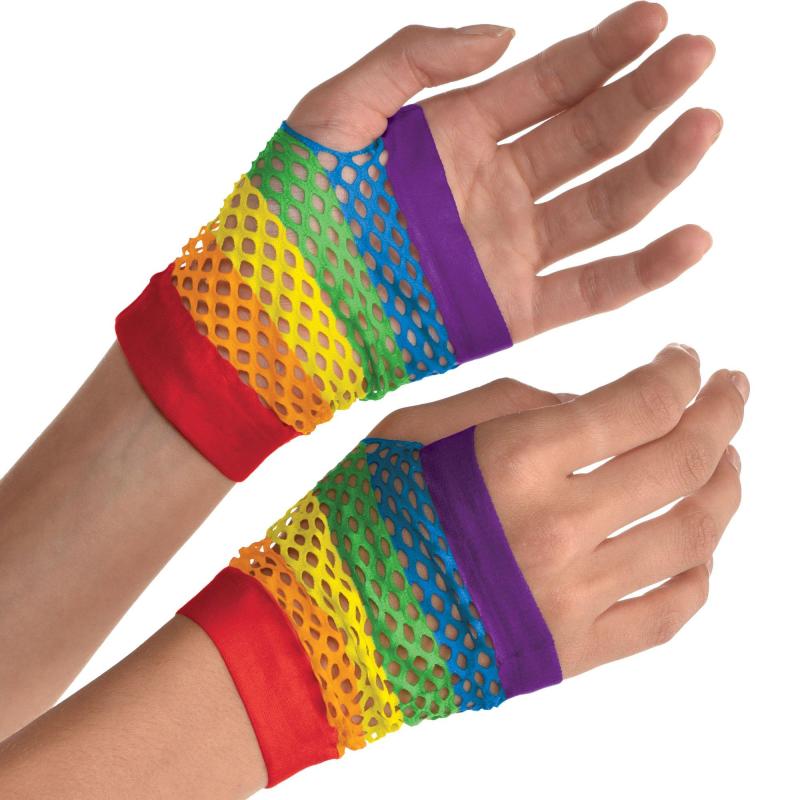 Pride | Rainbow Fishnet Fingerless Gloves Holidays & Occasions