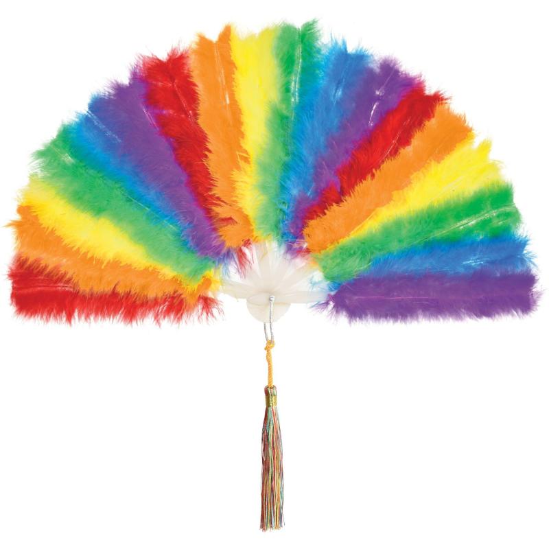 Pride | Rainbow Marabou Fan, 9In Holidays & Occasions