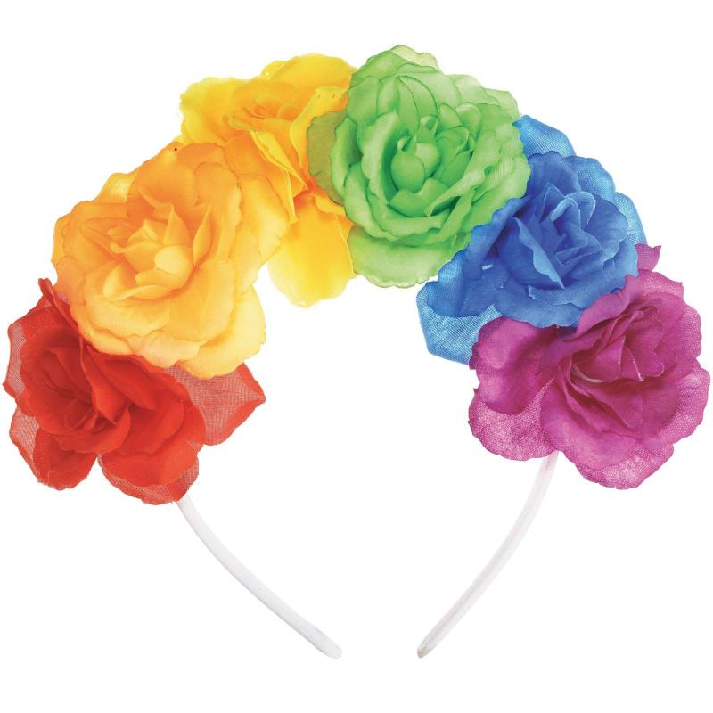 Pride | Rainbow Pride Flower Fabric & Plastic Headband, 6.4In X 6.5In Holidays & Occasions