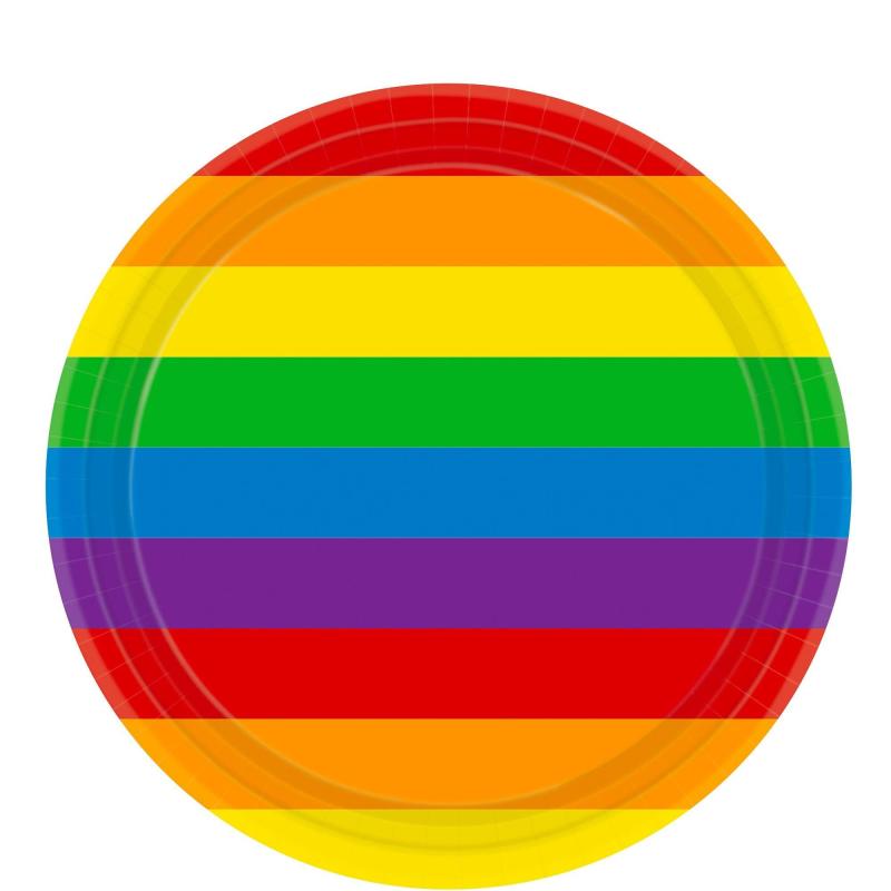 Pride | Rainbow Striped Lunch Plates 8Ct Holidays & Occasions