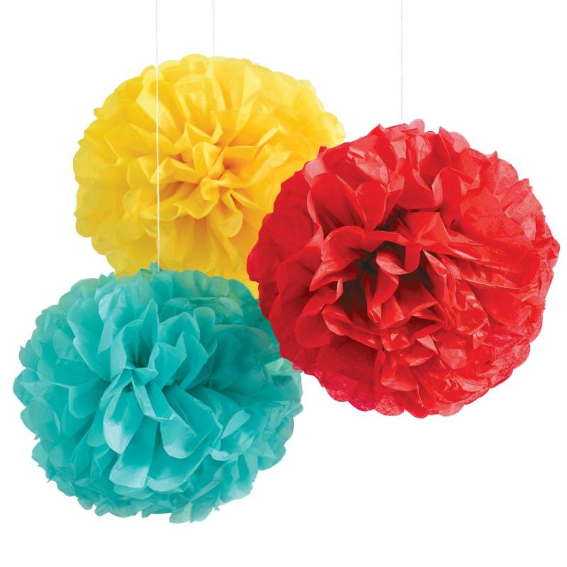 Pride | Rounded Rainbow Tissue Pom Poms, 16 3/4In, 3Ct Holidays & Occasions