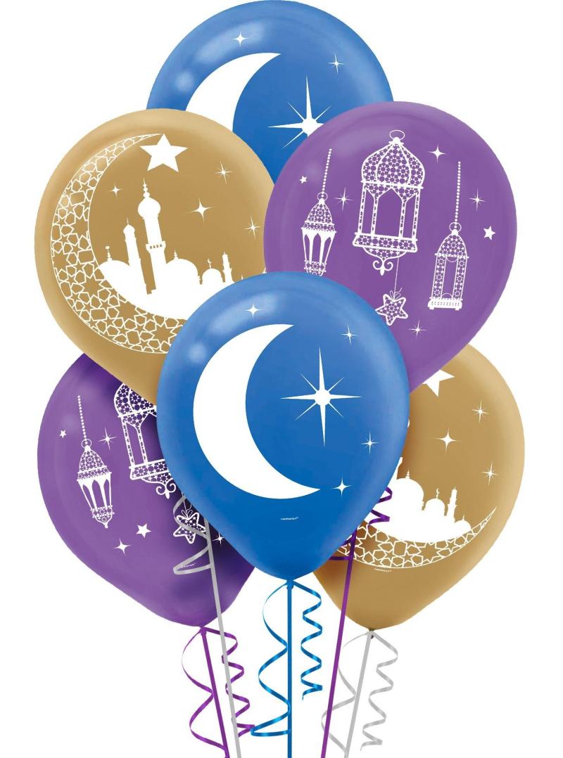 Ramadan | 15Ct, Crescent Moon & Mosque Eid Balloons Holidays & Occasions Ramadan