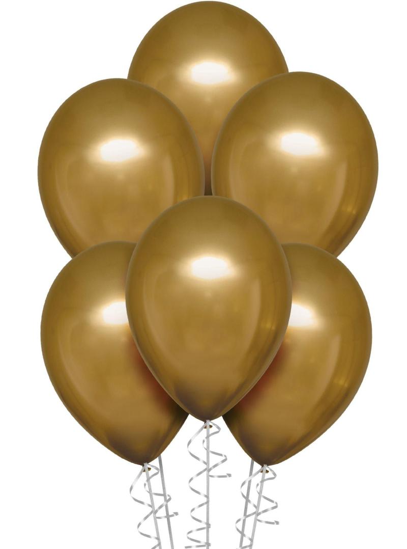 Ramadan | 6Ct, 11In, Gold Metallic Chrome Satin Luxe Latex Balloons Holidays & Occasions Ramadan