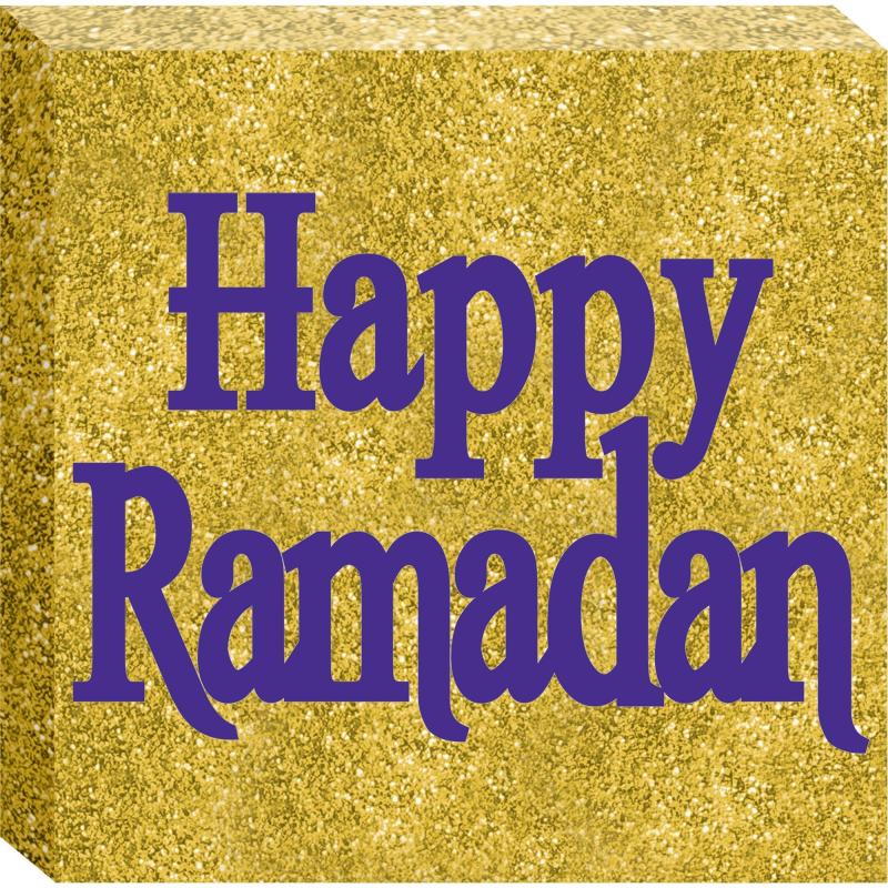 Ramadan | Glitter Gold Happy Ramadan Block Sign Holidays & Occasions Ramadan