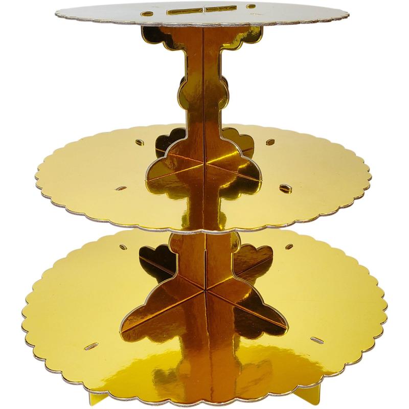 Ramadan | Gold 3-Tiered Cardboard Cupcake Stand, 11.5In X 14.25In Holidays & Occasions Ramadan