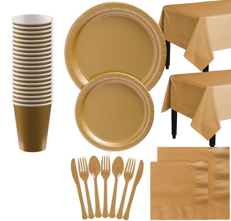 Ramadan | Gold Paper Tableware Kit For 20 Guests Holidays & Occasions Ramadan