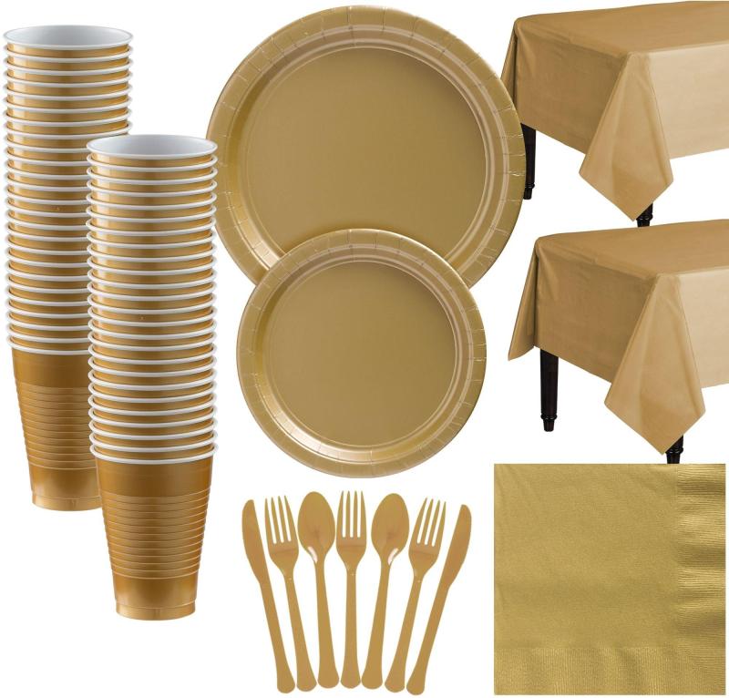 Ramadan | Gold Paper Tableware Kit For 50 Guests Holidays & Occasions Ramadan