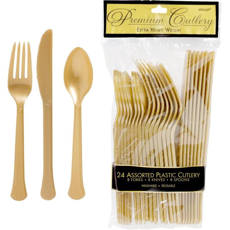 Ramadan | Gold Premium Plastic Cutlery Set 24Ct Holidays & Occasions Ramadan