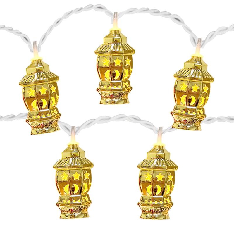 Ramadan | Gold Star & Crescent Fanous Lantern String Lights, 65In Holidays & Occasions Ramadan