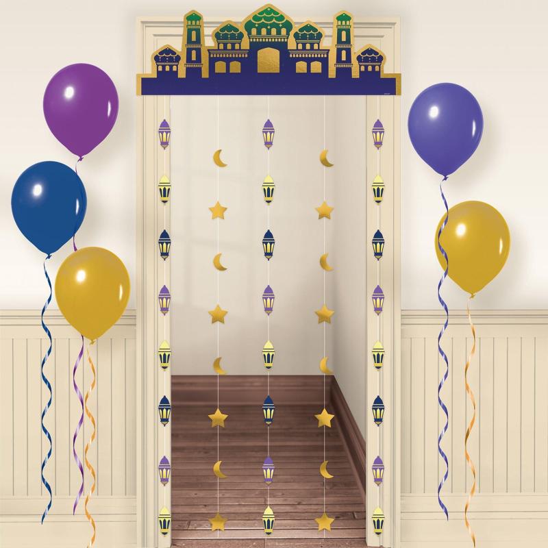 Ramadan | Indigo & Metallic Gold Eid Doorway Curtain Holidays & Occasions Ramadan