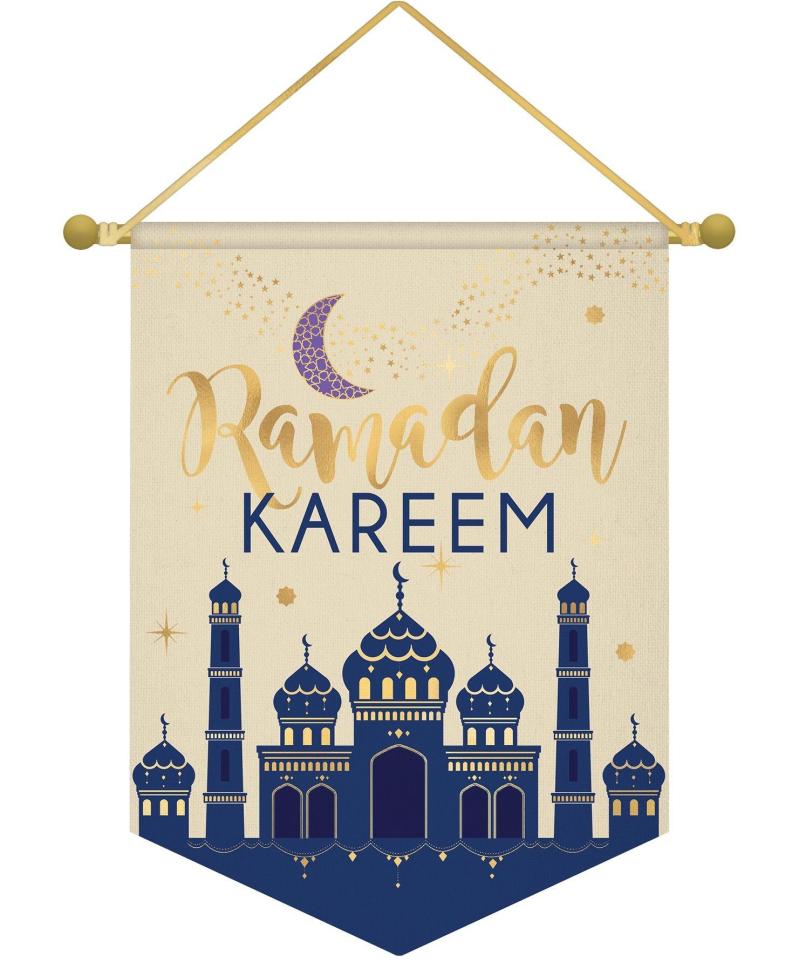 Ramadan | Metallic Gold Ramadan Kareem Canvas Banner Holidays & Occasions Ramadan