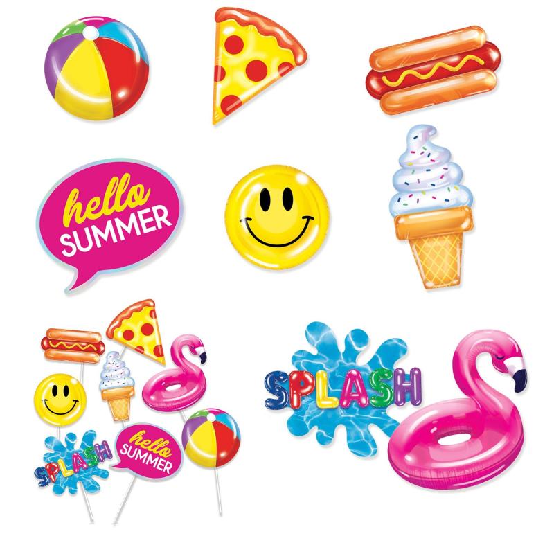 Summer | Pool Party Cardstock & Plastic Photo Booth Props, 8Pc Holidays & Occasions Summer