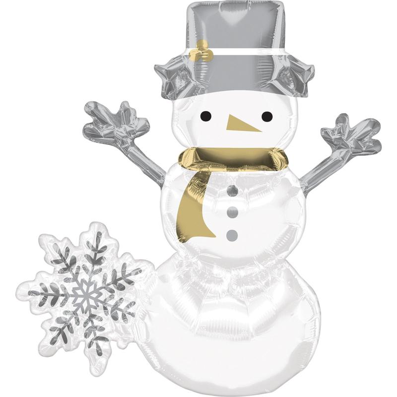 Winter | Air-Filled Gold & Silver Snowman Foil Balloon, 20In Holidays & Occasions Winter