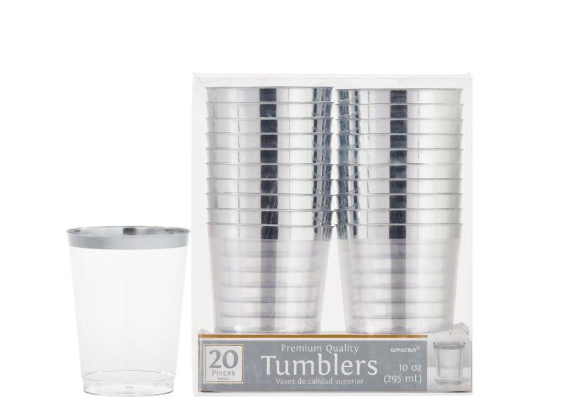 Winter | Clear Silver-Trimmed Premium Plastic Cups 20Ct Holidays & Occasions Winter