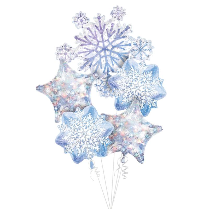 Winter | Prismatic Snowflake Foil Balloon Bouquet, 5Pc Holidays & Occasions Winter