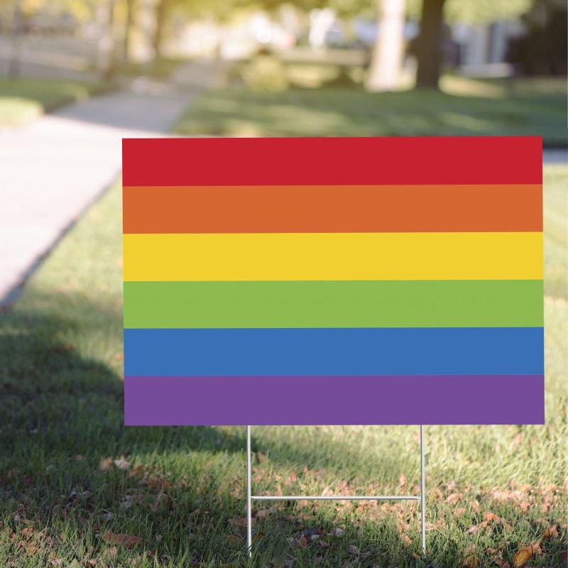 Pride | Rainbow Striped Pride Plastic Yard Sign, 22In X 15In Holidays & Occasions